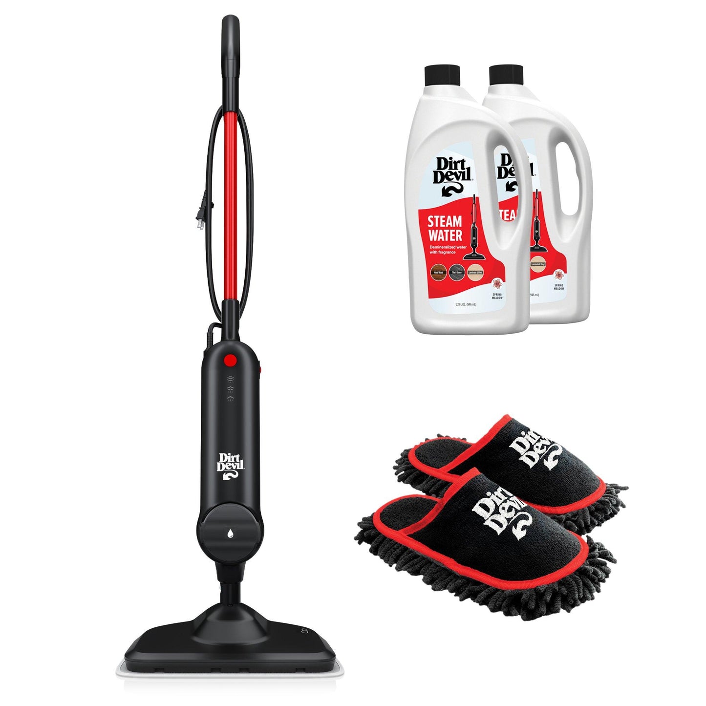 Steam Mop + Cleaning Slippers + 2PK Steam Water Bundle