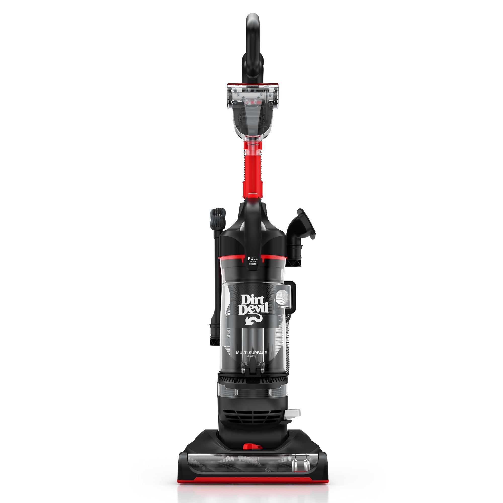 Dirt Devil Rewind Upright Vacuum showcased in front of a white background